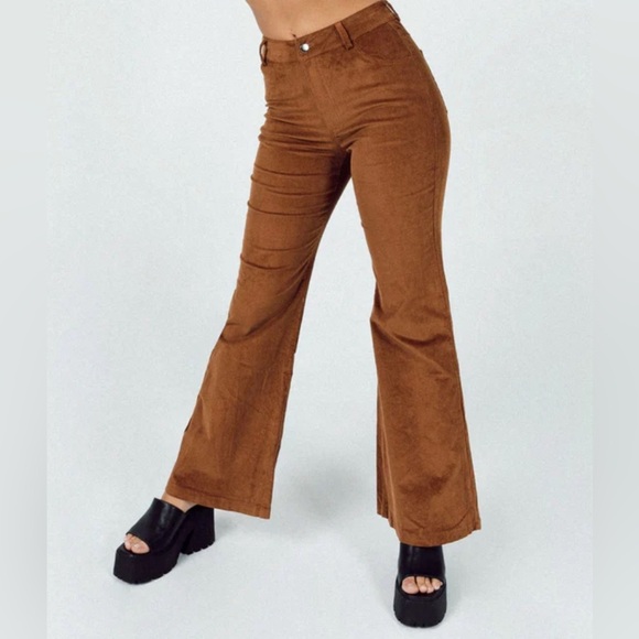 Princess Polly Elijah Brown Corduroy Flare Pants Size 4 New With Rags - Picture 9 of 9